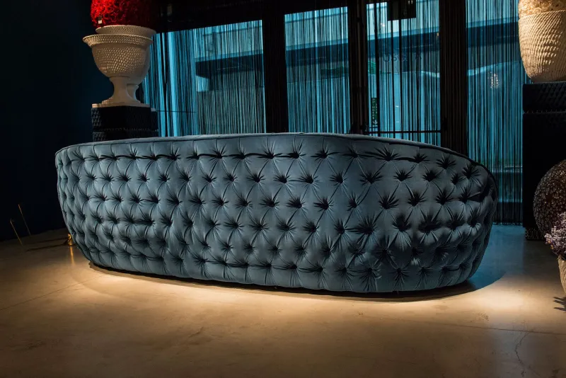 Pamono Italian Round Capitonne Fabric Sofa from VGnewtrend> Seating