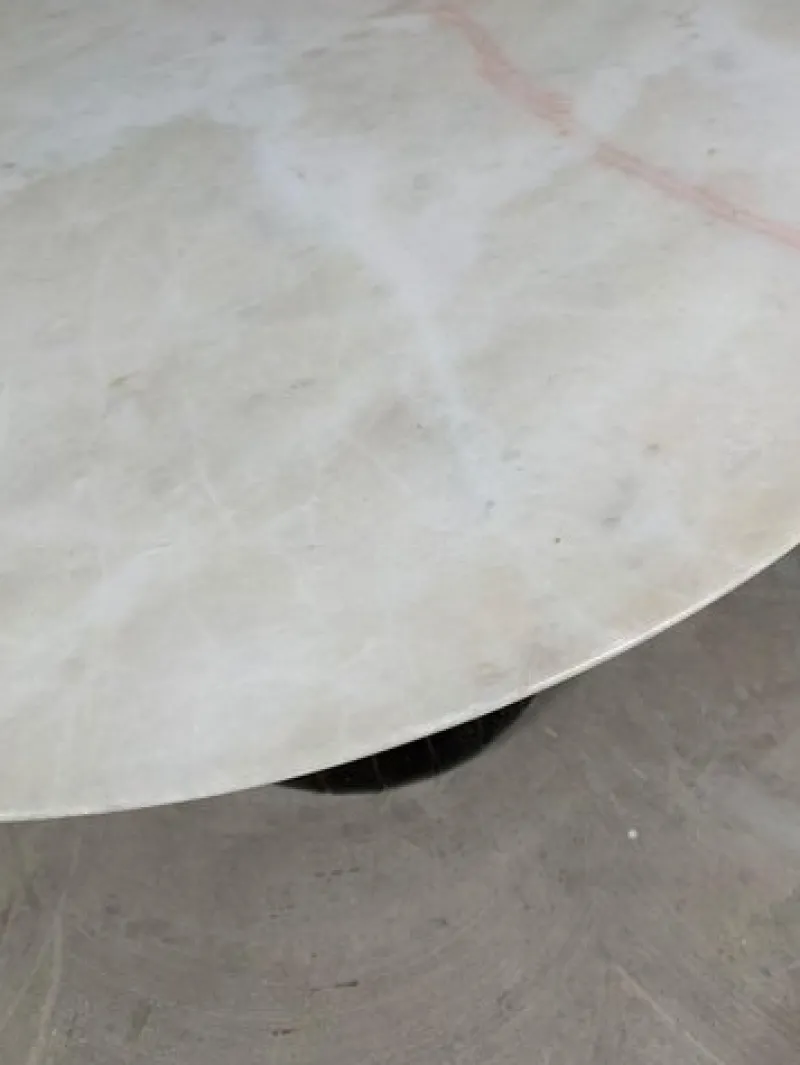 Pamono Italian Round Table with Onyx Top and Wooden Base, 1950s> Coffee & Side Tables