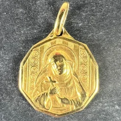 Pamono Italian Saint Therese 18k Yellow Gold Charm Medal Pendant, 1950s> Necklaces