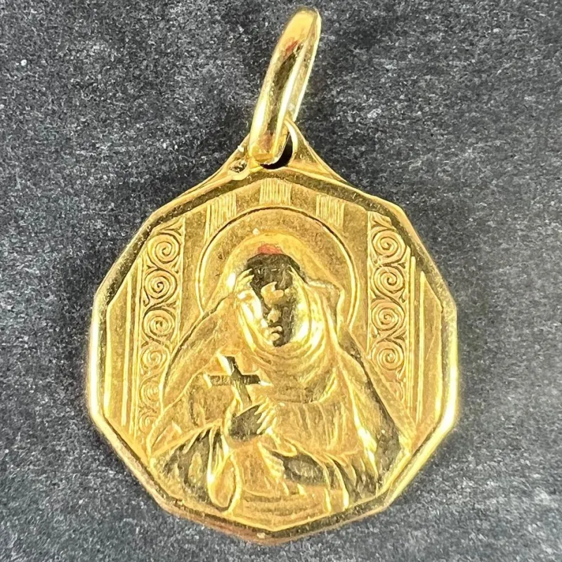 Pamono Italian Saint Therese 18k Yellow Gold Charm Medal Pendant, 1950s> Necklaces