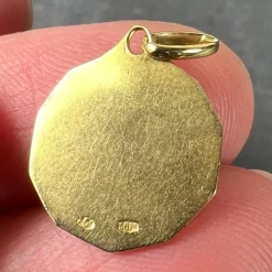 Pamono Italian Saint Therese 18k Yellow Gold Charm Medal Pendant, 1950s><noscript><img width=