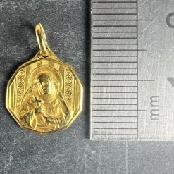 Pamono Italian Saint Therese 18k Yellow Gold Charm Medal Pendant, 1950s><noscript><img width=
