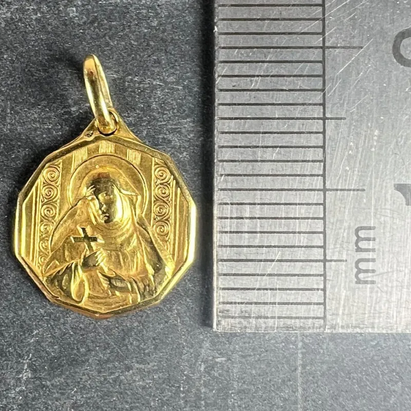 Pamono Italian Saint Therese 18k Yellow Gold Charm Medal Pendant, 1950s> Necklaces