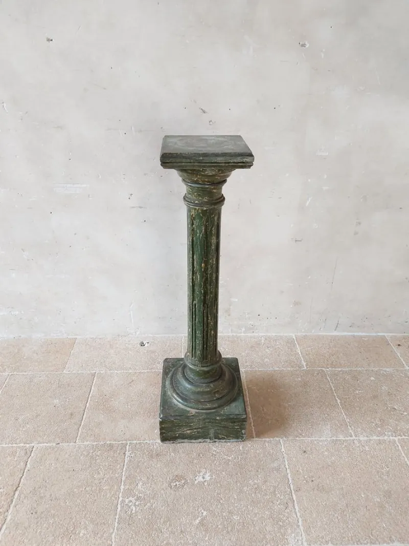 Pamono Italian Scaglioga Pedestal in Green Faux Marble