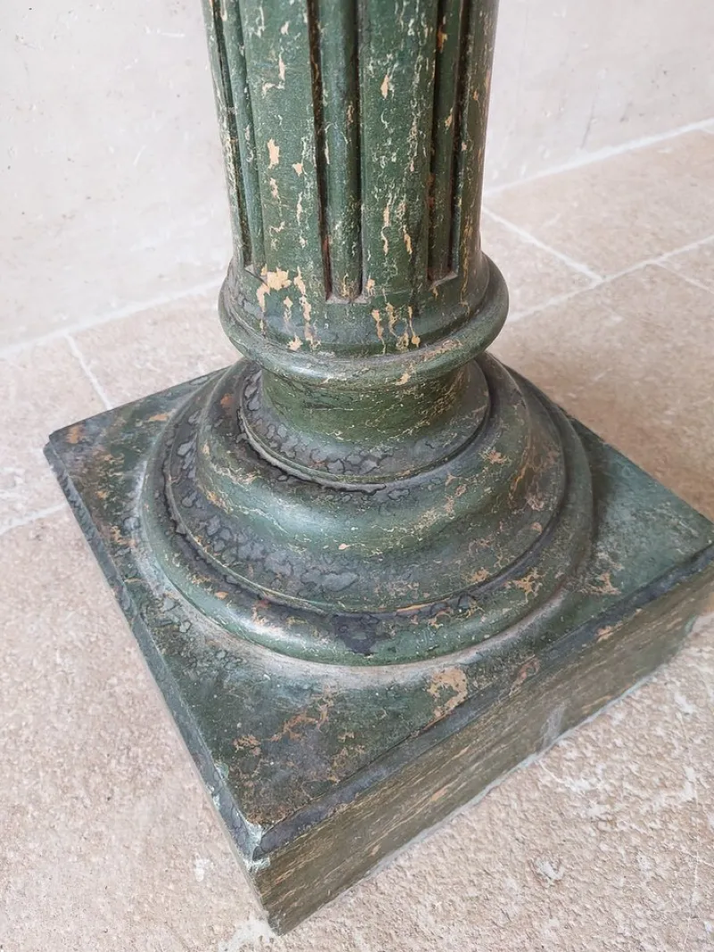 Pamono Italian Scaglioga Pedestal in Green Faux Marble