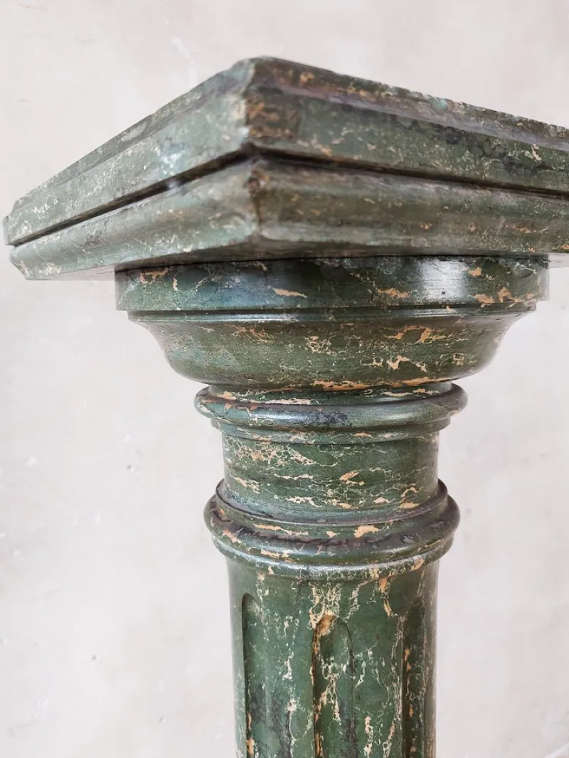 Pamono Italian Scaglioga Pedestal in Green Faux Marble