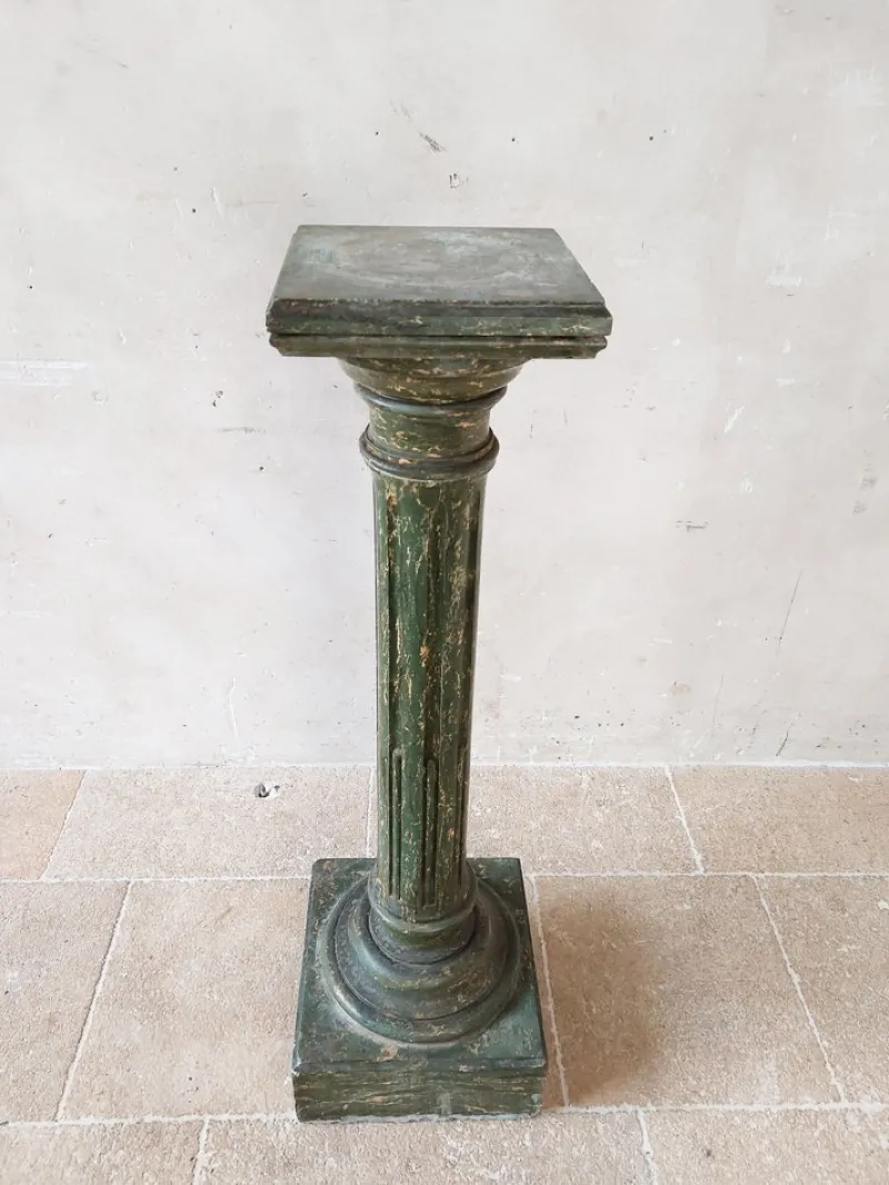 Pamono Italian Scaglioga Pedestal in Green Faux Marble
