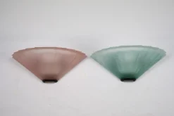 New Pamono Italian Sconces in Thick Pink and Green Murano Glass by De Majo, 1980s, Set of 2