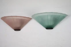 New Pamono Italian Sconces in Thick Pink and Green Murano Glass by De Majo, 1980s, Set of 2