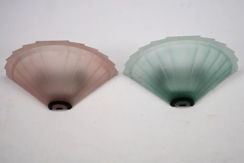 New Pamono Italian Sconces in Thick Pink and Green Murano Glass by De Majo, 1980s, Set of 2