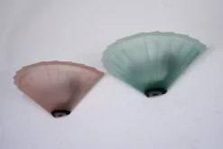 New Pamono Italian Sconces in Thick Pink and Green Murano Glass by De Majo, 1980s, Set of 2
