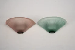 New Pamono Italian Sconces in Thick Pink and Green Murano Glass by De Majo, 1980s, Set of 2