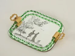 Pamono Italian Serving Tray in Mirror-Etched Murano Glass, 1940s> Trays
