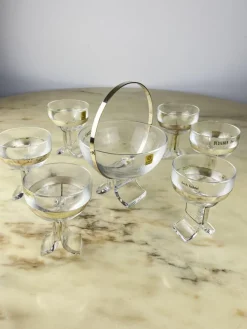 Discount Pamono Italian Seven-Piece Set in Crystal and Silver 800 by Taddei Sestini for Kristall Krisla, 1970, Set of 7