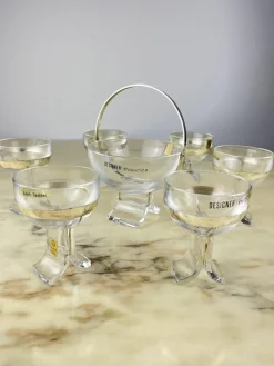 Discount Pamono Italian Seven-Piece Set in Crystal and Silver 800 by Taddei Sestini for Kristall Krisla, 1970, Set of 7