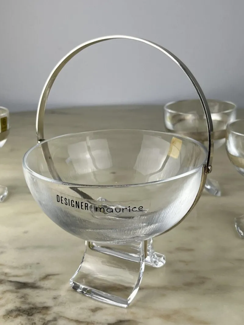 Discount Pamono Italian Seven-Piece Set in Crystal and Silver 800 by Taddei Sestini for Kristall Krisla, 1970, Set of 7