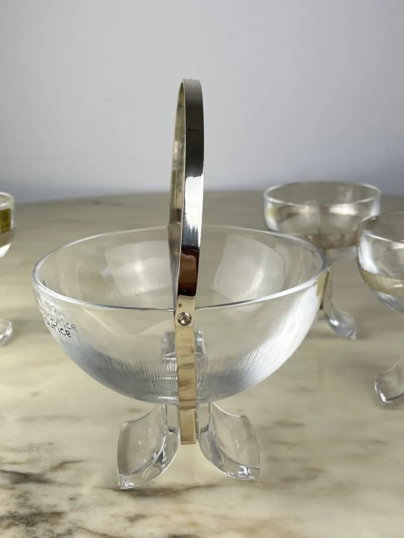 Discount Pamono Italian Seven-Piece Set in Crystal and Silver 800 by Taddei Sestini for Kristall Krisla, 1970, Set of 7