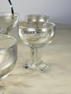 Discount Pamono Italian Seven-Piece Set in Crystal and Silver 800 by Taddei Sestini for Kristall Krisla, 1970, Set of 7