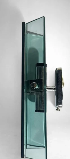 New Pamono Italian Space Age Wall Sconces in Chrome Metal and Tempered Crystal, 1970s, Set of 2