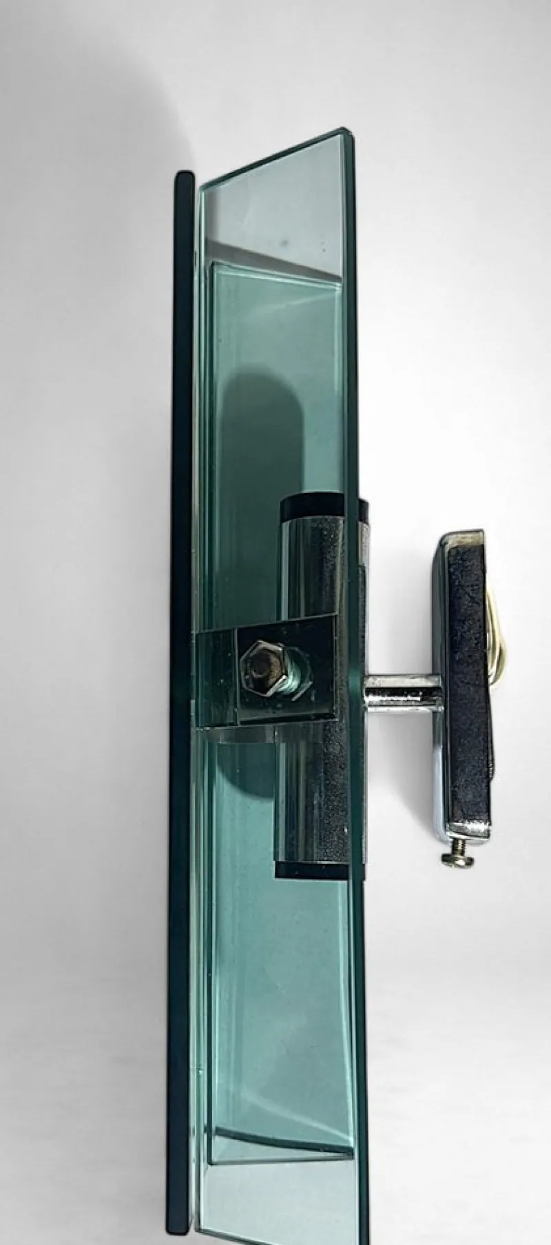 New Pamono Italian Space Age Wall Sconces in Chrome Metal and Tempered Crystal, 1970s, Set of 2