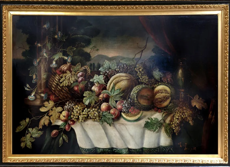 Discount Pamono Italian Still Life, Neapolitan School, Oil on Canvas, Framed