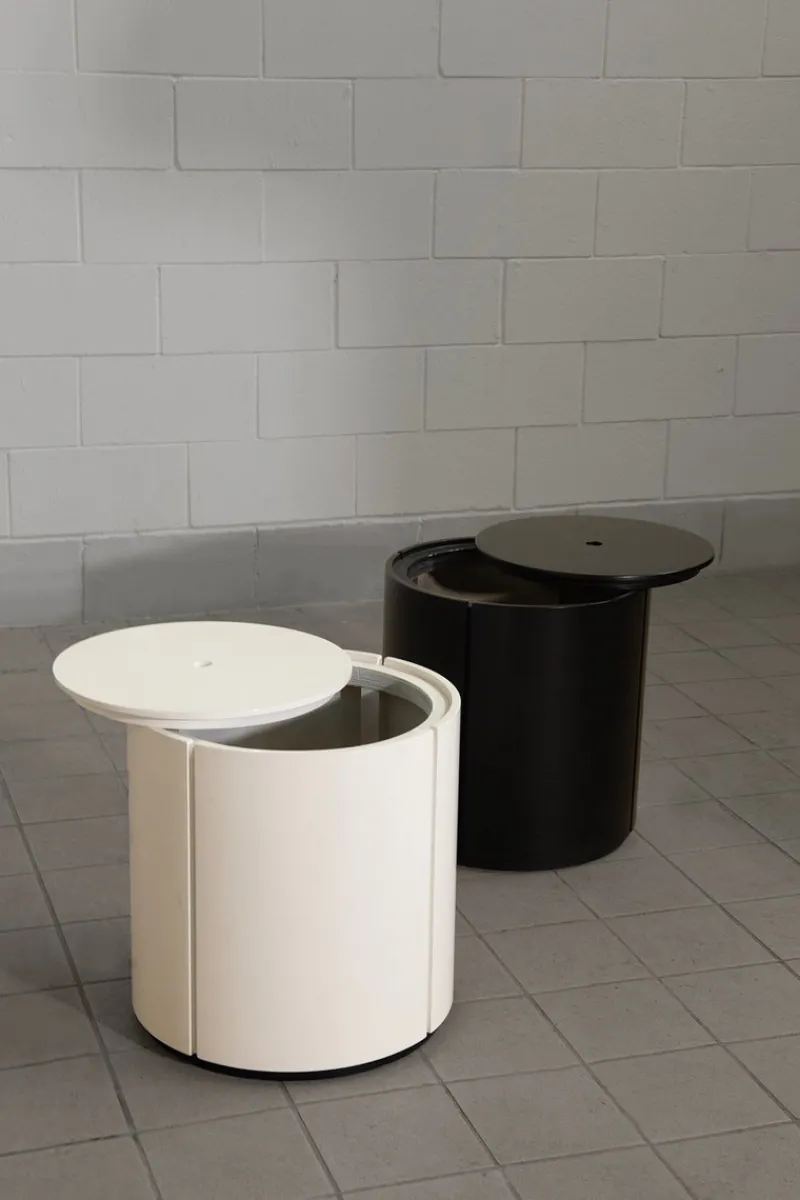Clearance Pamono Italian Storage Bedside Tables in Black and White, 1980, Set of 2