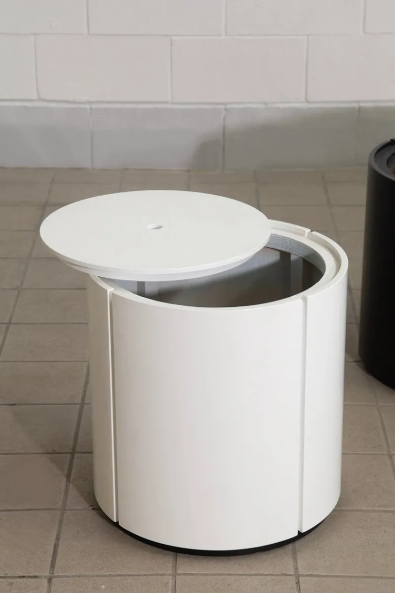 Clearance Pamono Italian Storage Bedside Tables in Black and White, 1980, Set of 2