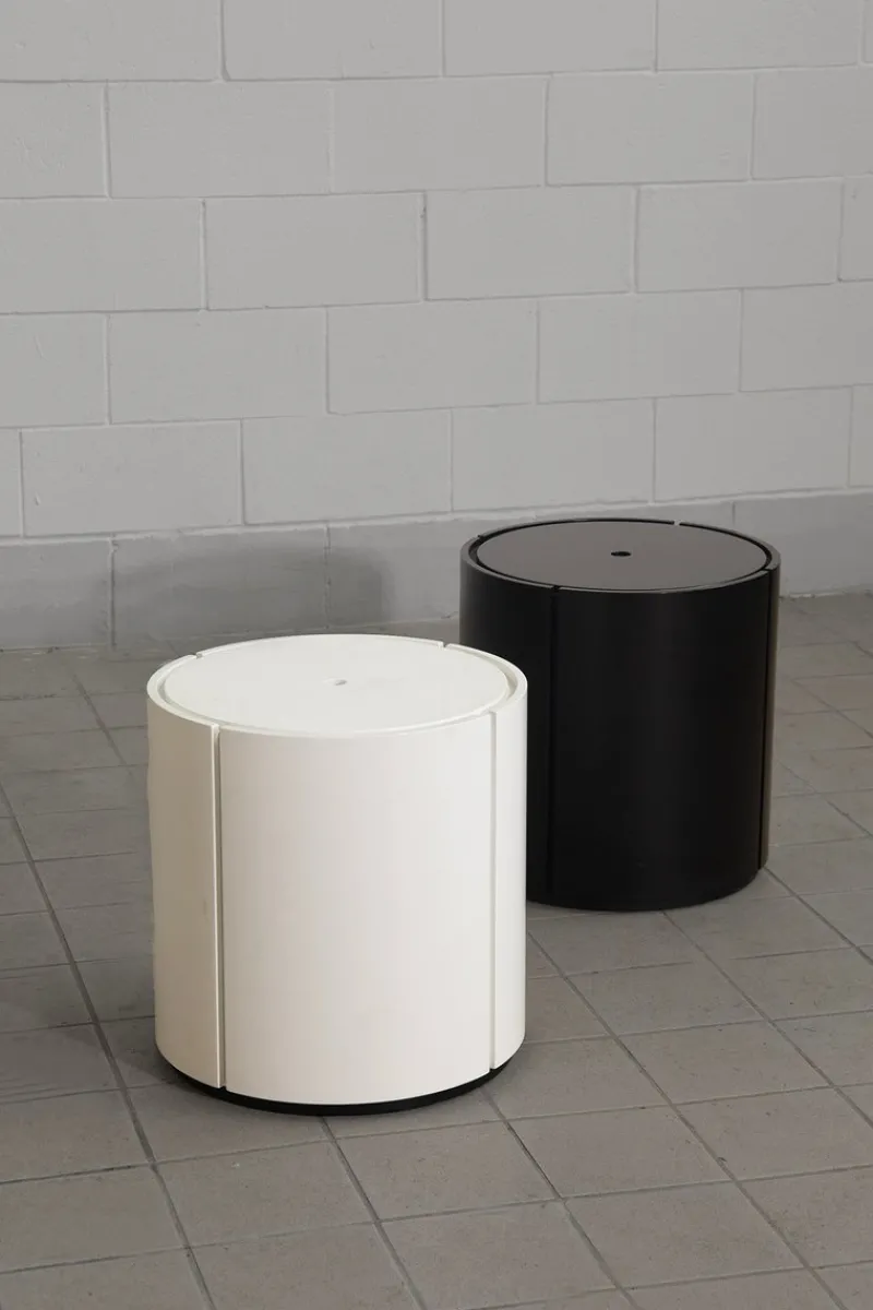 Clearance Pamono Italian Storage Bedside Tables in Black and White, 1980, Set of 2