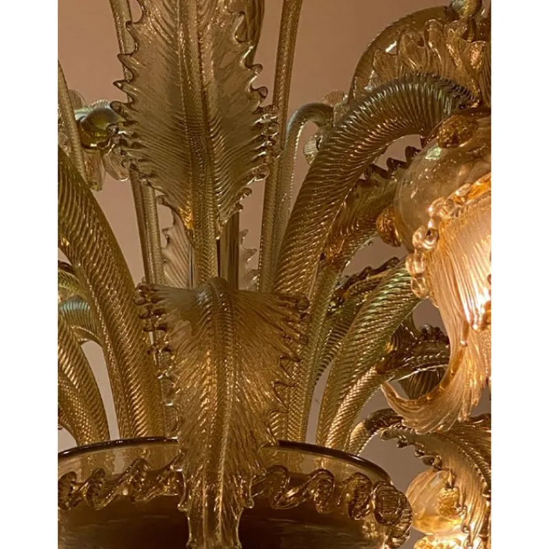 Pamono Italian Style Murano Glass with Gold Chandelier by Simoeng> Ceiling Lights