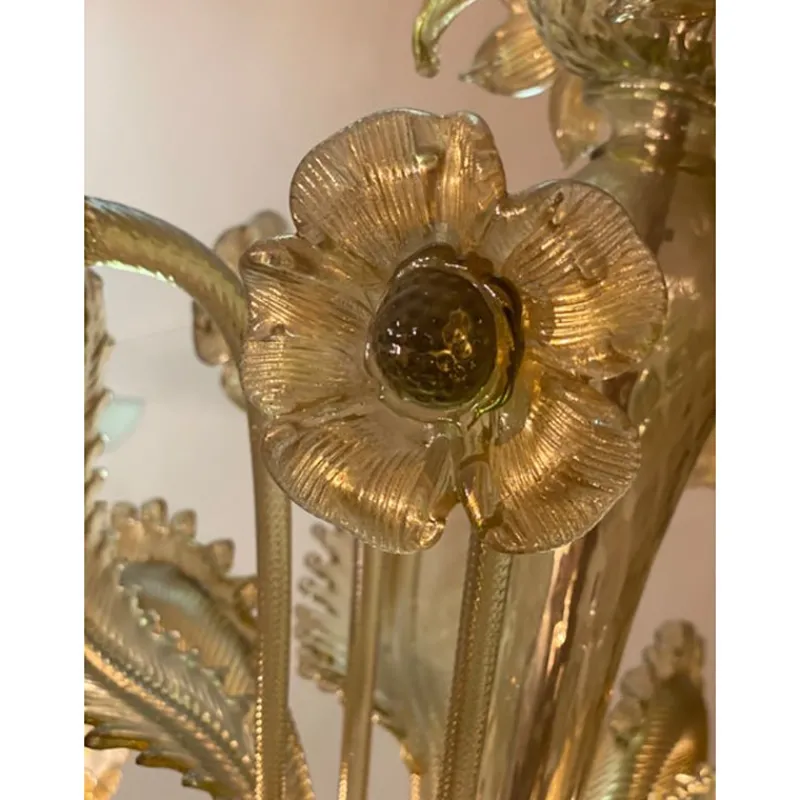 Pamono Italian Style Murano Glass with Gold Chandelier by Simoeng> Ceiling Lights