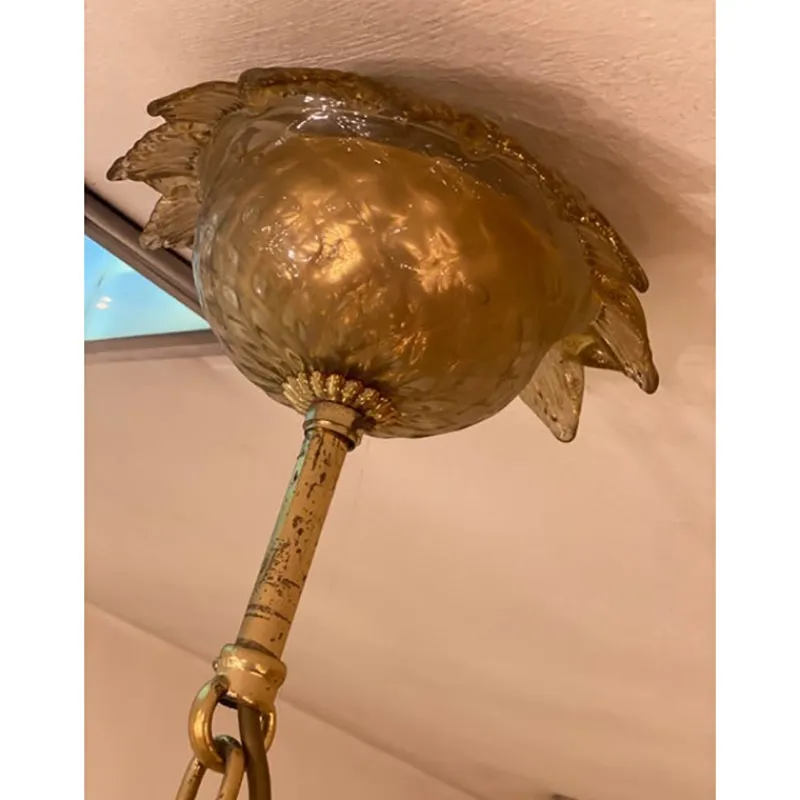 Pamono Italian Style Murano Glass with Gold Chandelier by Simoeng> Ceiling Lights