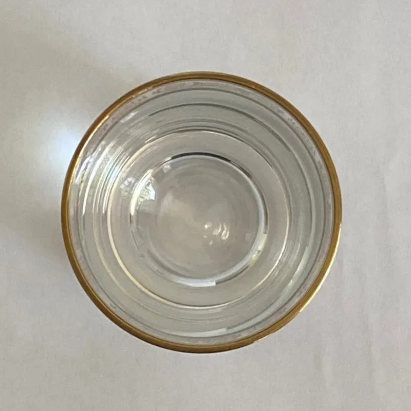 Pamono Italian Tall Tumbler-Shaped Crystal Glasses with Gold Rims and Scrollwork Motifs from Cellini, Italy, 1970s, Set of 6> Glassware