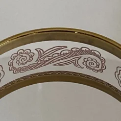 Pamono Italian Tall Tumbler-Shaped Crystal Glasses with Gold Rims and Scrollwork Motifs from Cellini, Italy, 1970s, Set of 6><noscript><img width=
