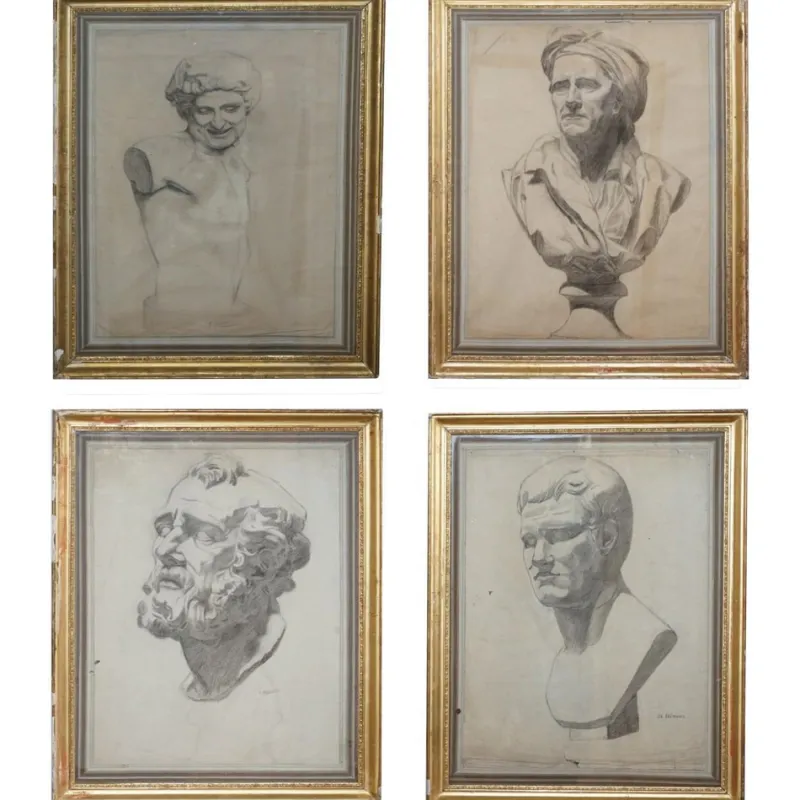 Pamono Italian 19th Century Sketches by F Mazzoli, Set of 4> Classical