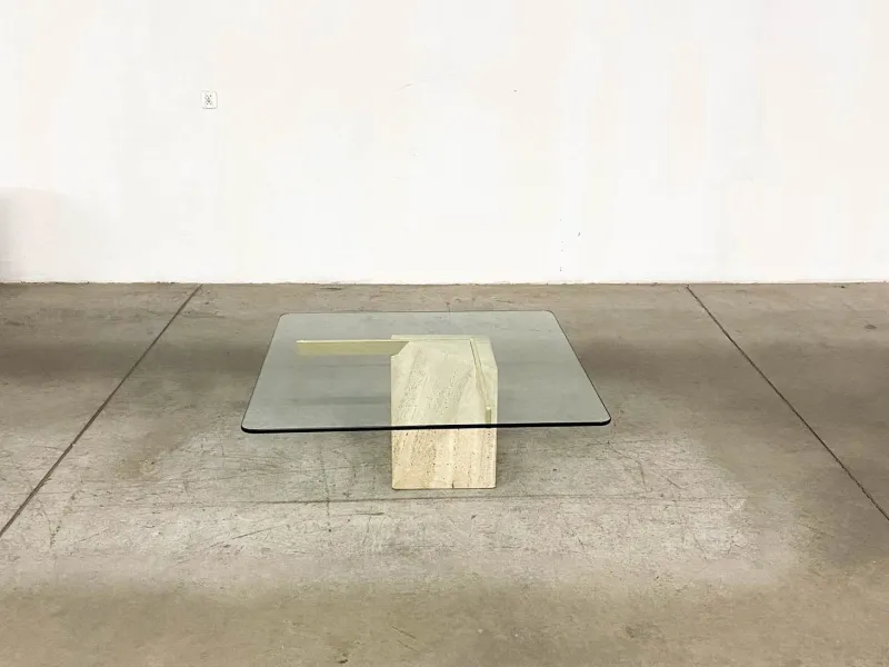 Pamono Italian Travertine Coffee Table from Artedi, 1970s> Coffee & Side Tables