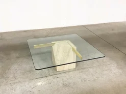 Pamono Italian Travertine Coffee Table from Artedi, 1970s><noscript><img width=