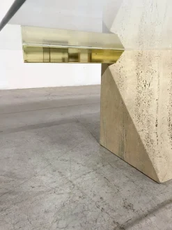 Pamono Italian Travertine Coffee Table from Artedi, 1970s><noscript><img width=