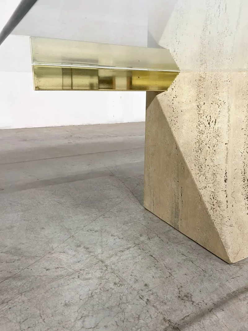 Pamono Italian Travertine Coffee Table from Artedi, 1970s> Coffee & Side Tables