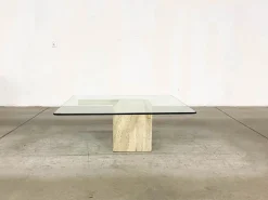 Pamono Italian Travertine Coffee Table from Artedi, 1970s><noscript><img width=