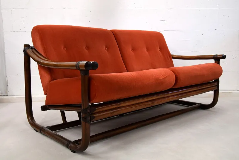 Pamono Italian Two-Seater Bamboo Lounge Sofa, 1960s> Garden Seating