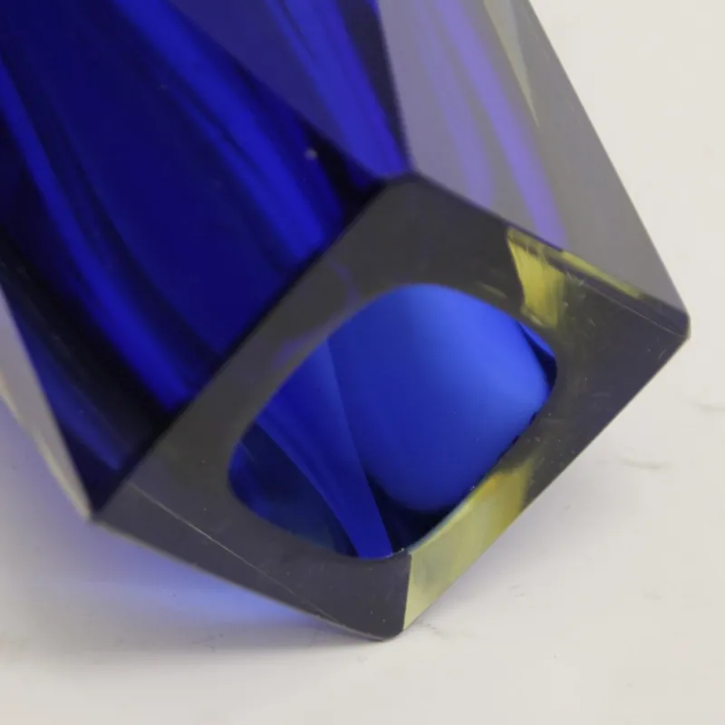 Pamono Italian Two-Tone Blue & Yellow Sommerso Murano Glass Vase, 1960s or 1970s> Vases