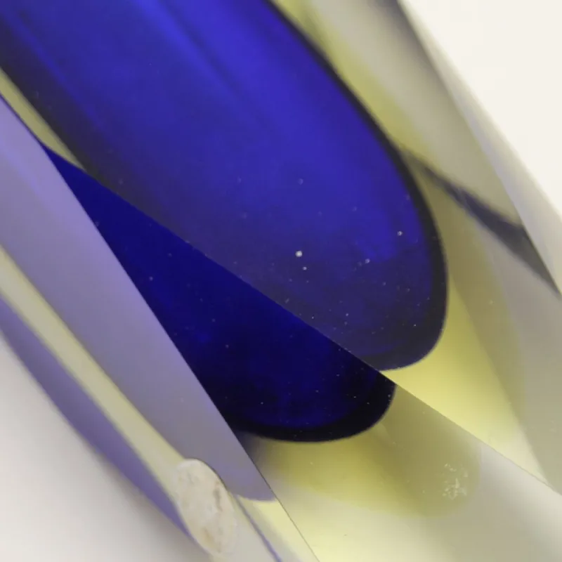 Pamono Italian Two-Tone Blue & Yellow Sommerso Murano Glass Vase, 1960s or 1970s> Vases