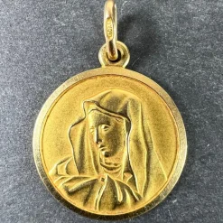 Pamono Italian Unoaerre 18k Yellow Gold Virgin Mary Medal Pendant, 1960s> Necklaces