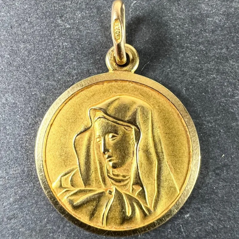 Pamono Italian Unoaerre 18k Yellow Gold Virgin Mary Medal Pendant, 1960s> Necklaces