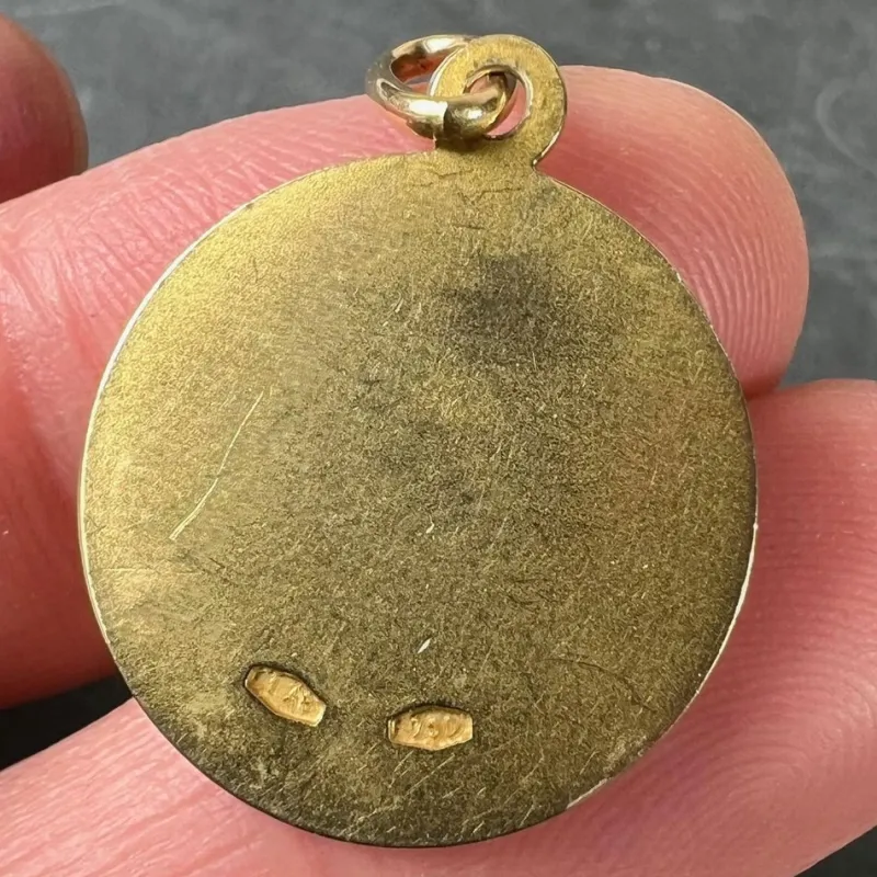 Pamono Italian Unoaerre 18k Yellow Gold Virgin Mary Medal Pendant, 1960s> Necklaces