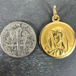 Pamono Italian Unoaerre 18k Yellow Gold Virgin Mary Medal Pendant, 1960s><noscript><img width=