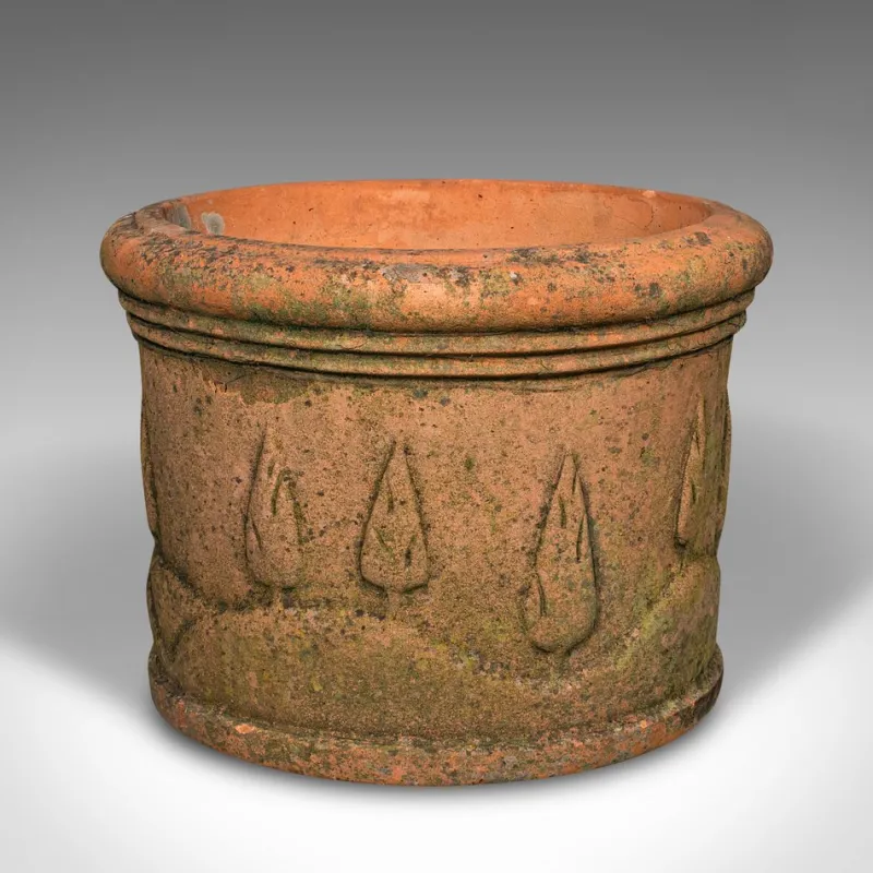 Pamono Italian Victorian Decorative Terracotta Jardinieres, 1890s, Set of 2> Planters And Jardiniere