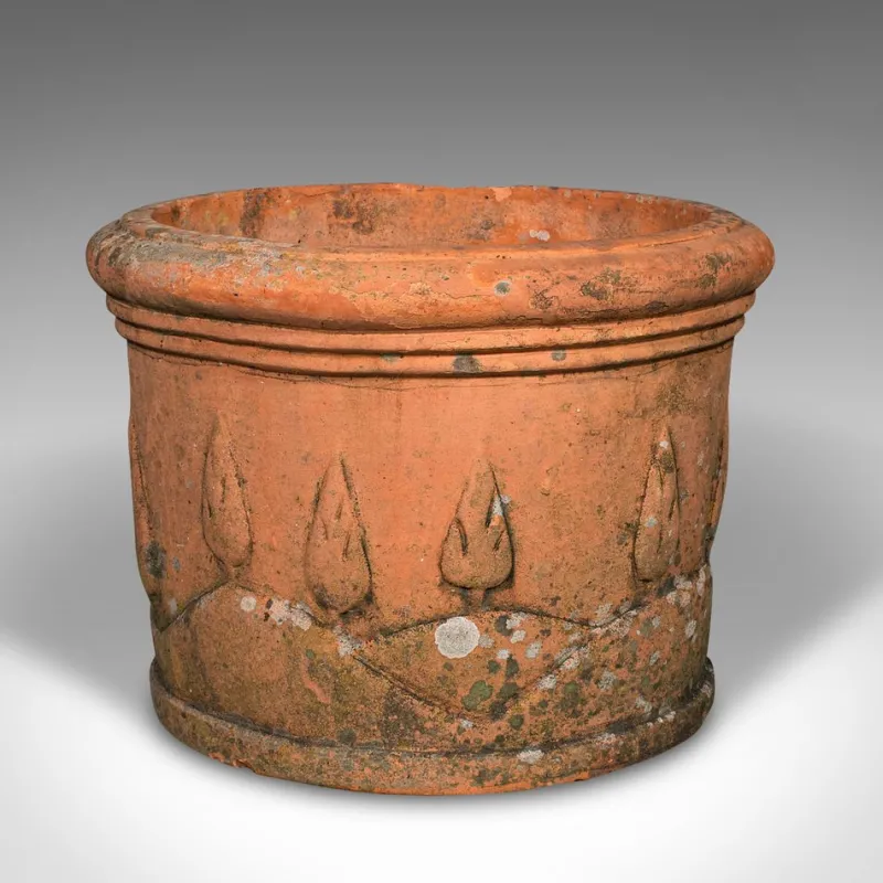 Pamono Italian Victorian Decorative Terracotta Jardinieres, 1890s, Set of 2> Planters And Jardiniere