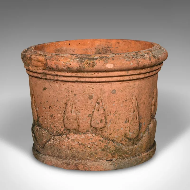 Pamono Italian Victorian Decorative Terracotta Jardinieres, 1890s, Set of 2> Planters And Jardiniere