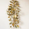 Pamono Italian Wall Sconce with Metal Leaves and Crystal Flowers, 1980s> Wall Lights & Sconces